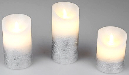 LED Kerzen weiss-silber 7 cm