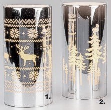 LED Kerze Glas silber 7 x 15 cm