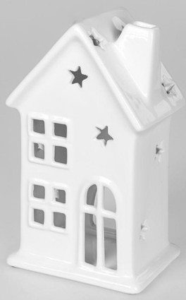 Windlicht Haus creme-glasiert 41 cm
